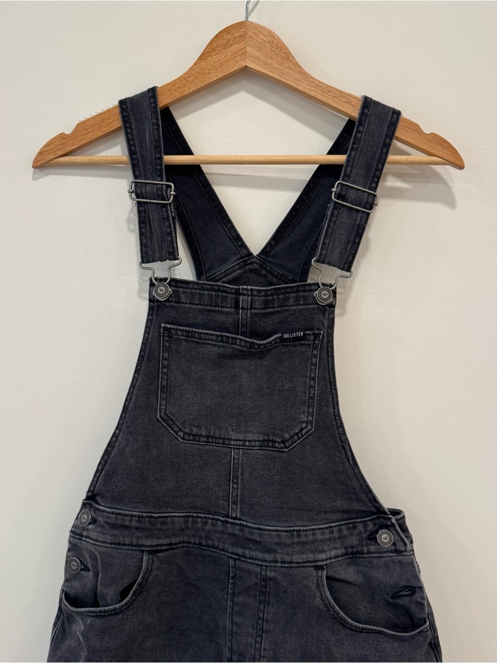 Hollister Black Wash High Rise Straight Leg Overalls